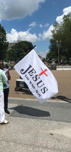 Prayers over White House Jesus flag on July 4 2023
