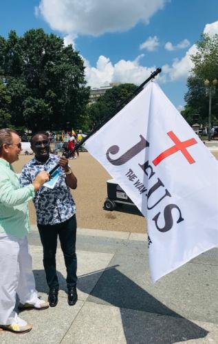 Prayers over White House Jesus flag on July 4 2023